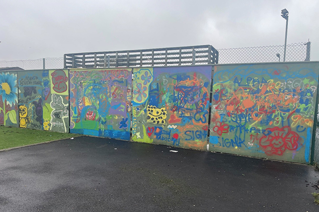 Wall showing artistic work