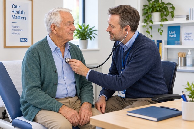 patient and doctor with sphygmanometer#