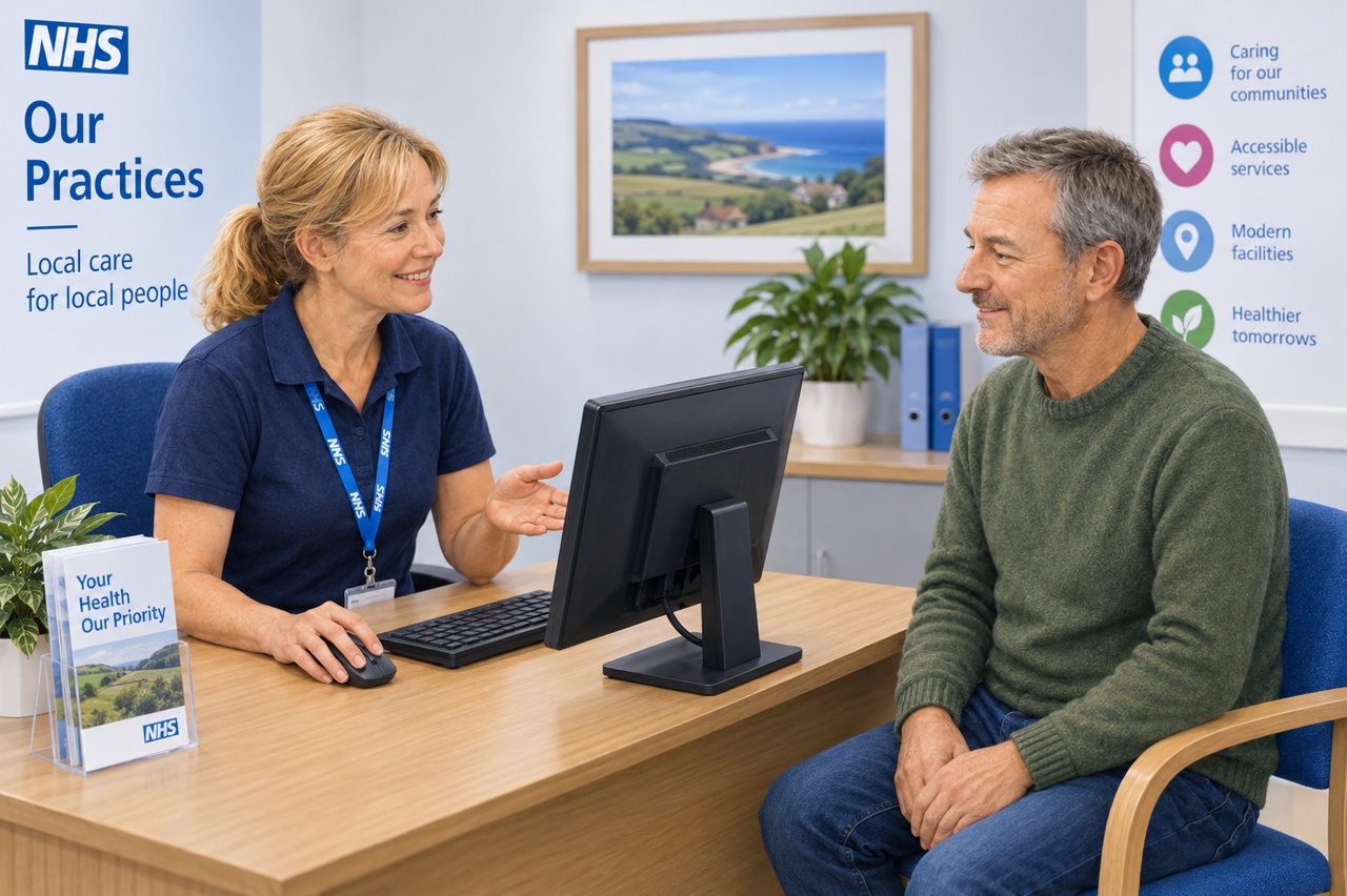 Consultation at a surgery - doctor and patient